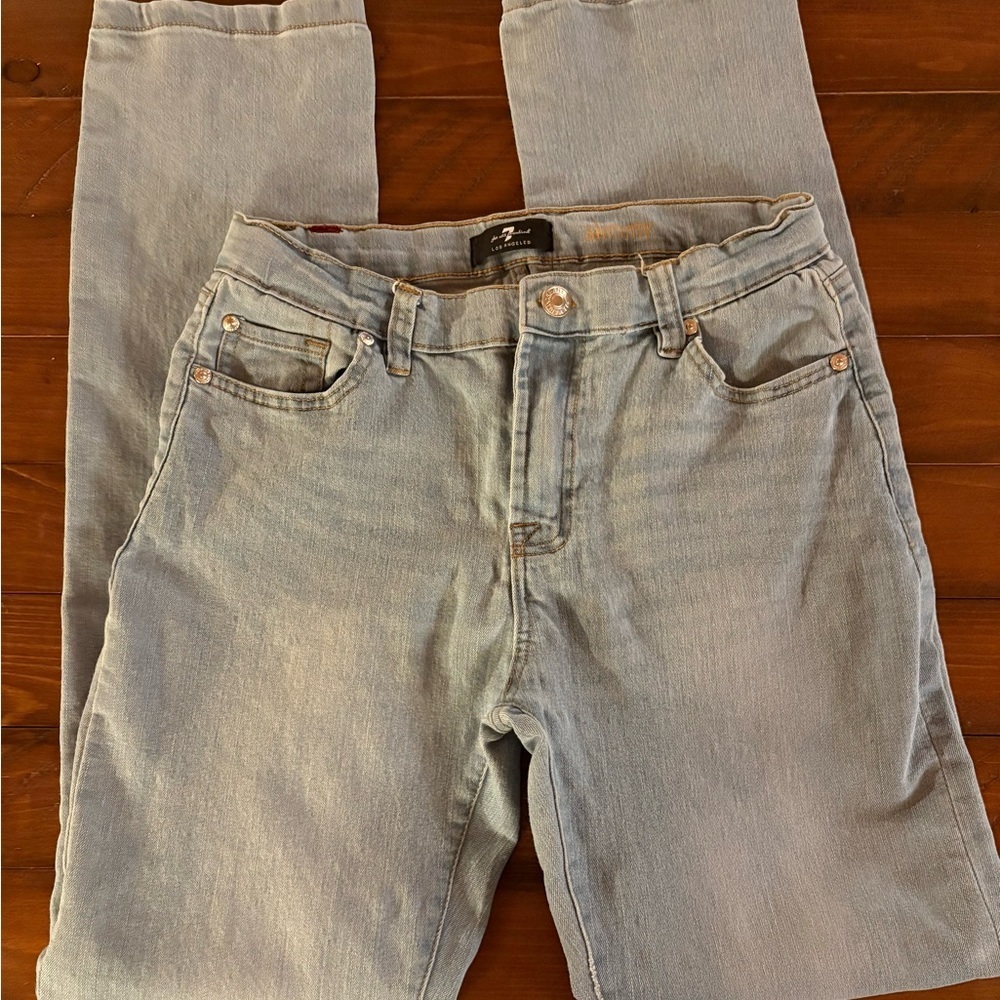 7 For All Mankind Light Denim Jeans, girls Sz 16, women’s 0-2, adjustable waist